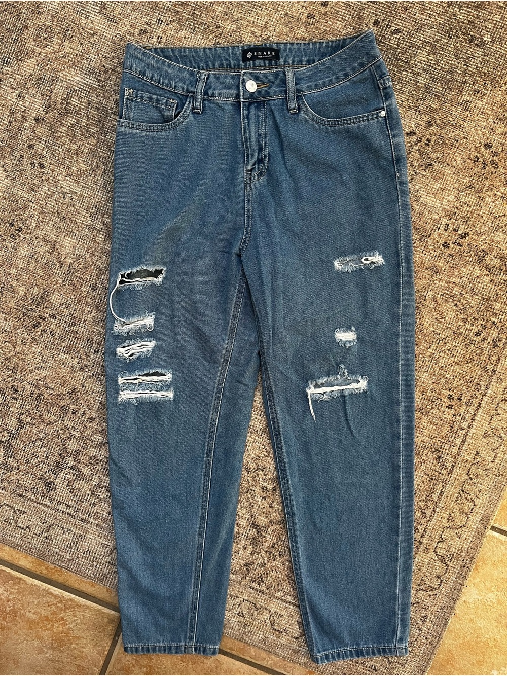 Baggy Loose Light Blue Snake Denim Denim Jeans Size 8